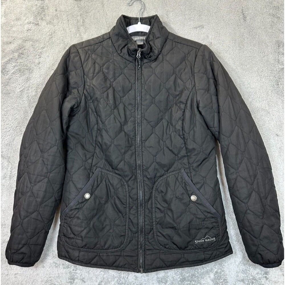 Eddie Bauer Jacket Women’s S Black Quilted Lightweight Insulated Zip Up Coat